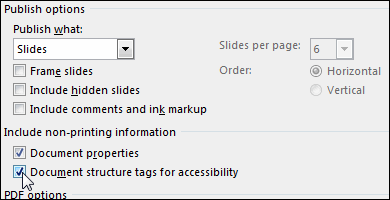 Power Point To PDF 2. 
*If images have figure captions, they do not need Alternate Text. More information about this can be found here: https://www.csun.edu/universal-design-center/best-practices-accessible-images